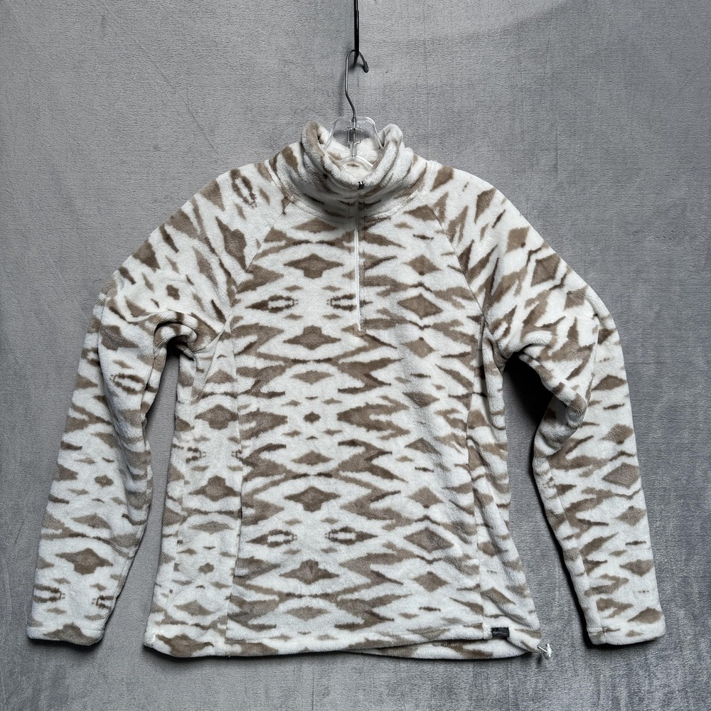 Eddie Bauer Fleece Sweatshirt Womens S Aztec White 1/4 Zip Mock Neck Pullover